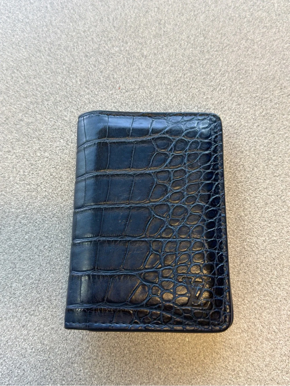 Louis Vuitton Blue Croc-Embossed Leather Card & Key Holder